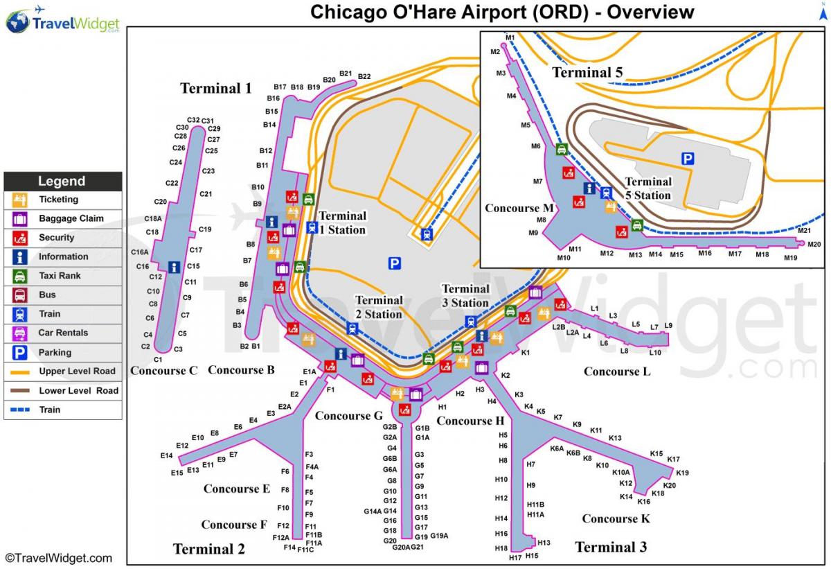 சிகாகோ O ' Hare international airport வரைபடம்
