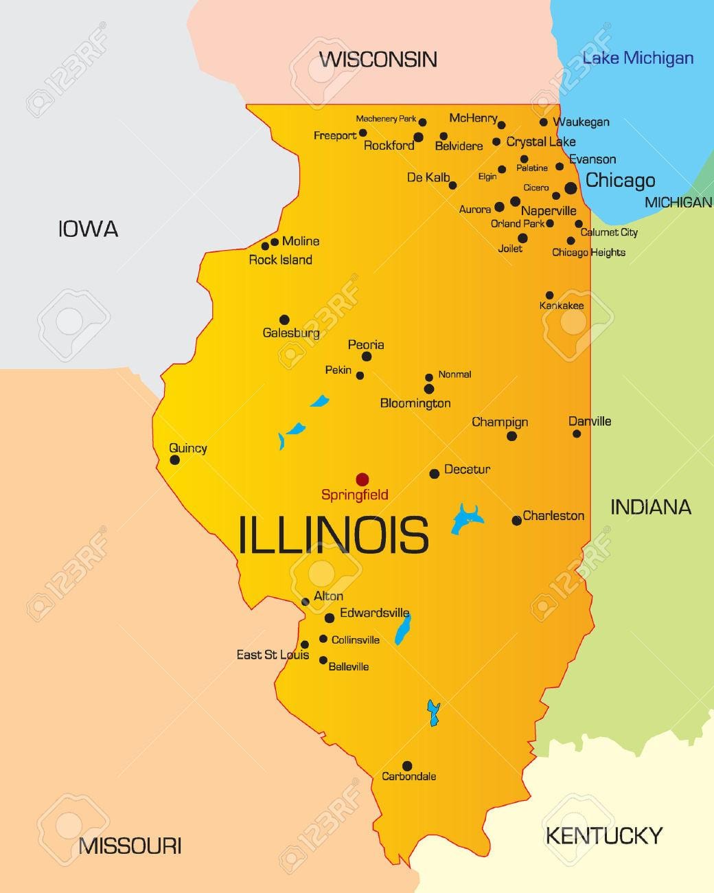 Chicago மாநில வரைபடம்
