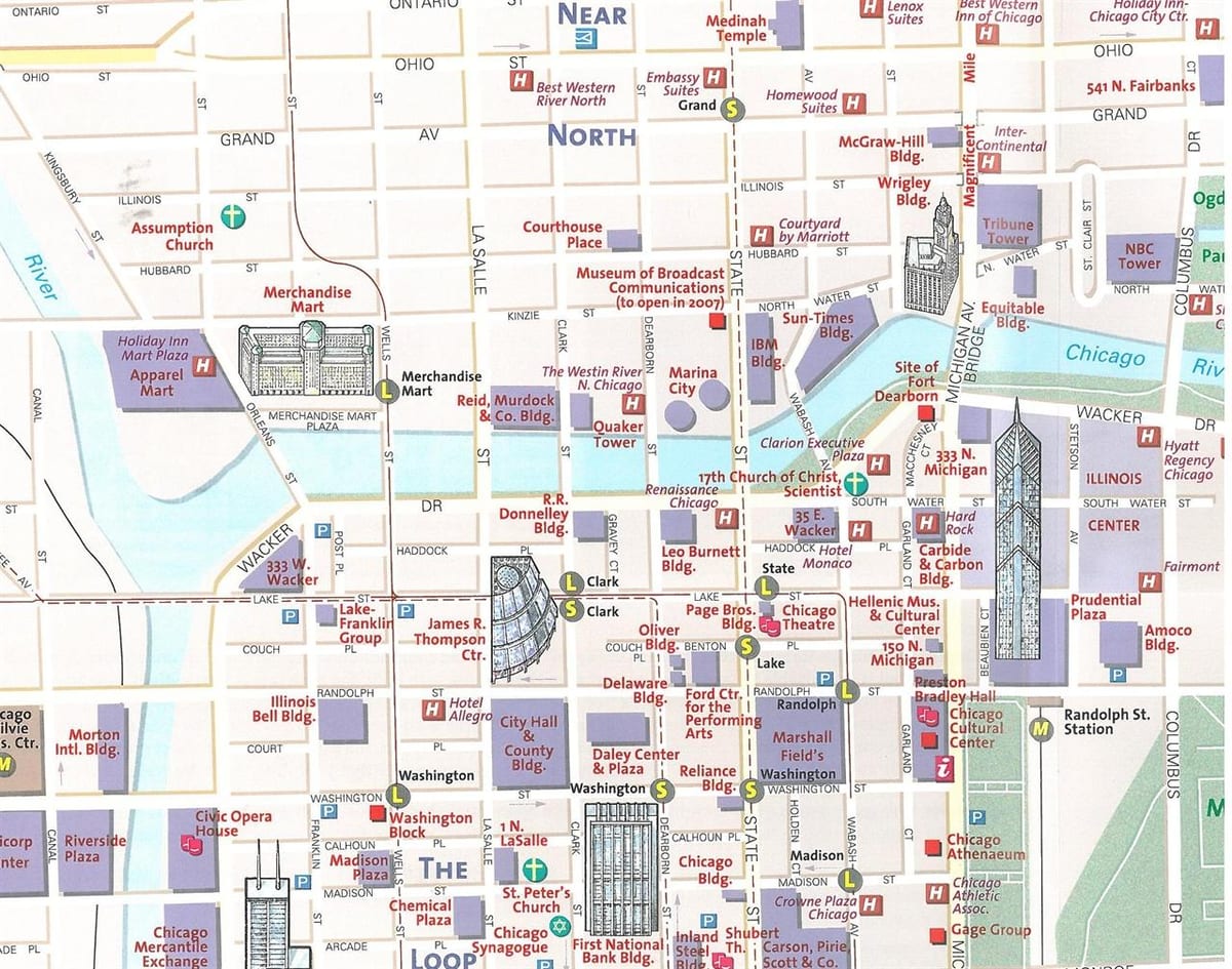 சுற்றுலா வரைபடத்தில் Chicago