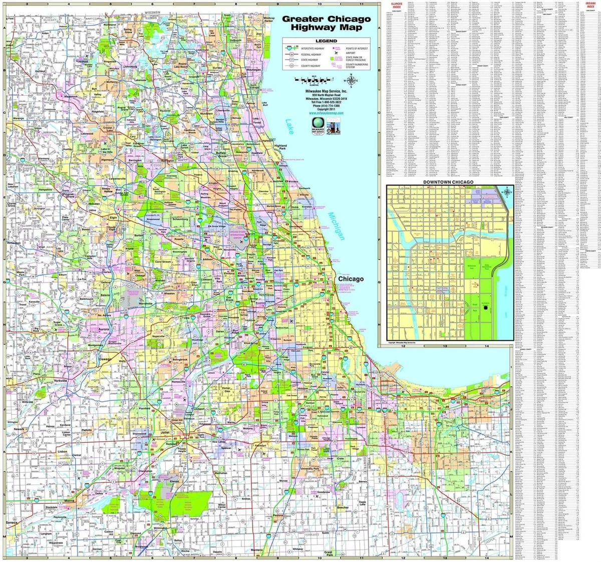 வரைபடம் சிகாகோ நெடுஞ்சாலைகள்
