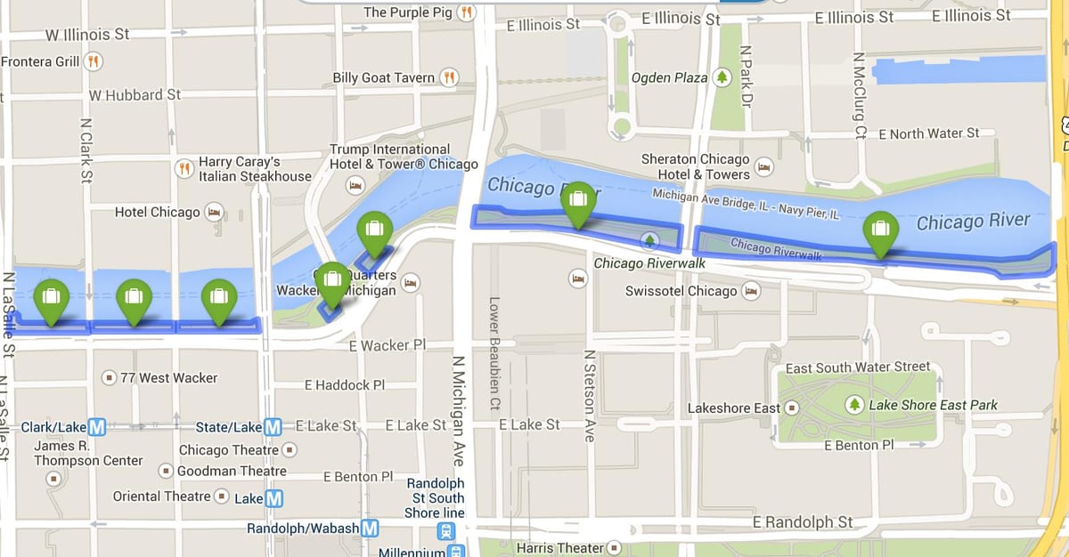 வரைபடம் riverwalk Chicago