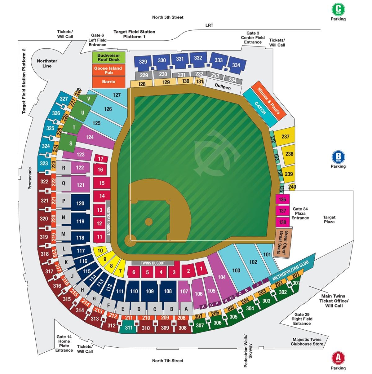 ரிக்லீ ' ஸ் துறையில் அமைவு வரைபடம் இருக்கை எண்கள்