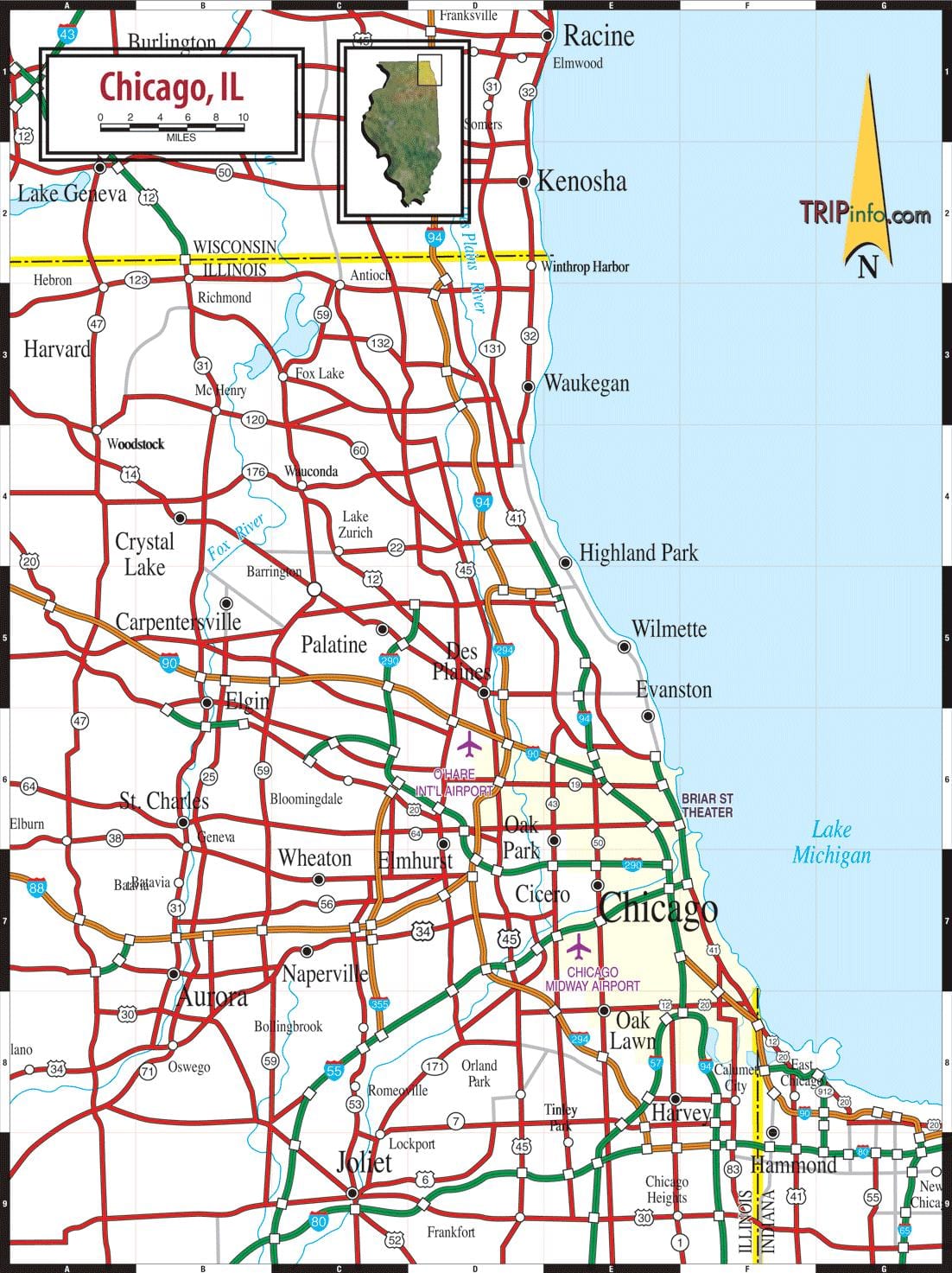 வரைபடம் சிகாகோ, il