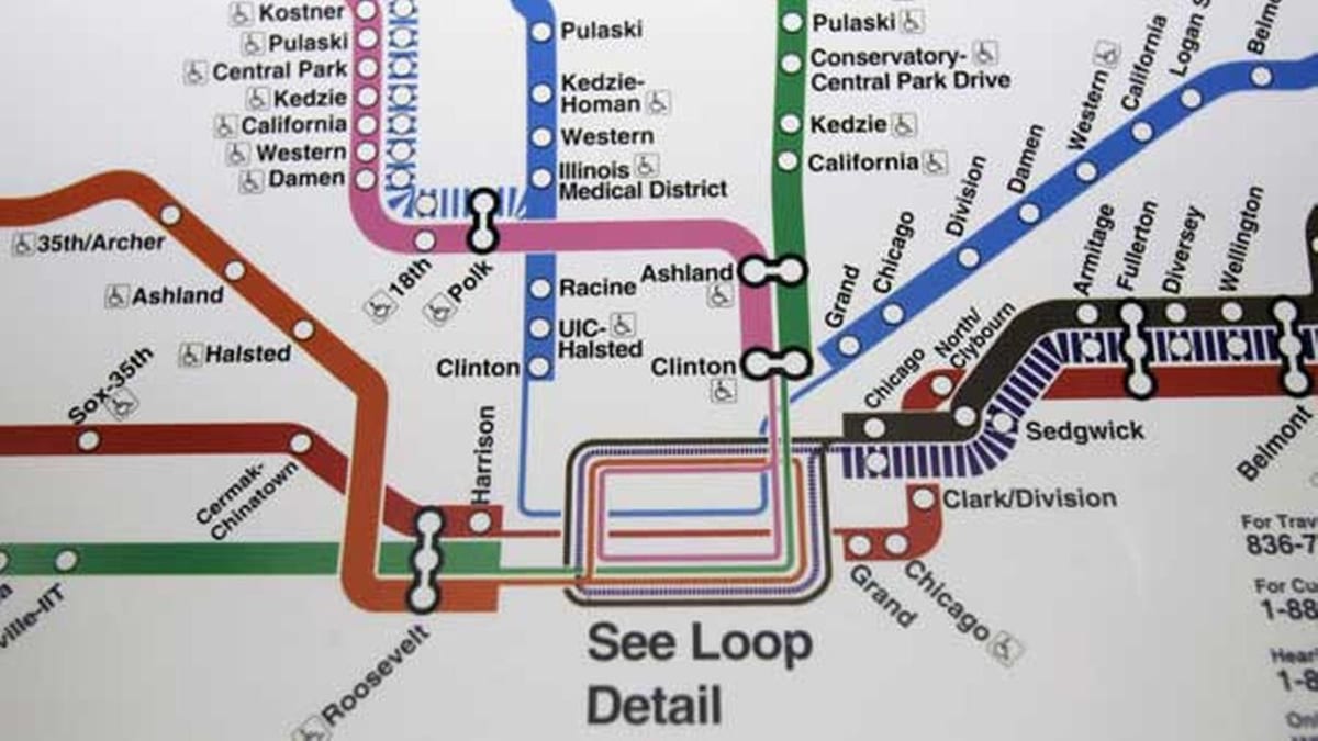 சிகாகோ சுரங்கப்பாதை வரைபடம் நீல கோடு