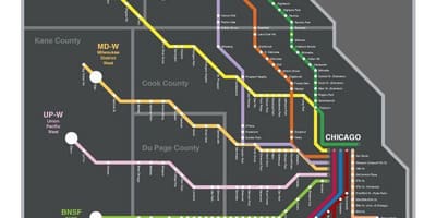 Metra ரயில் வரைபடம் Chicago